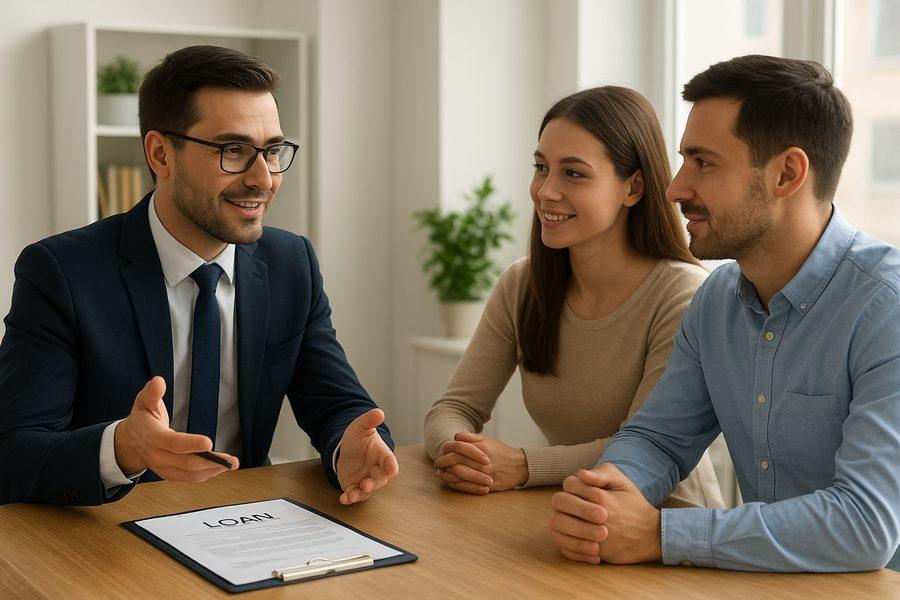 Professional reviewing borrowing terms